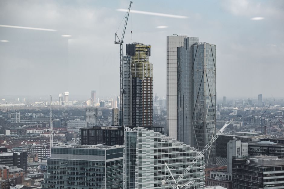 A London new-build development under construction, showing structural progress and site management