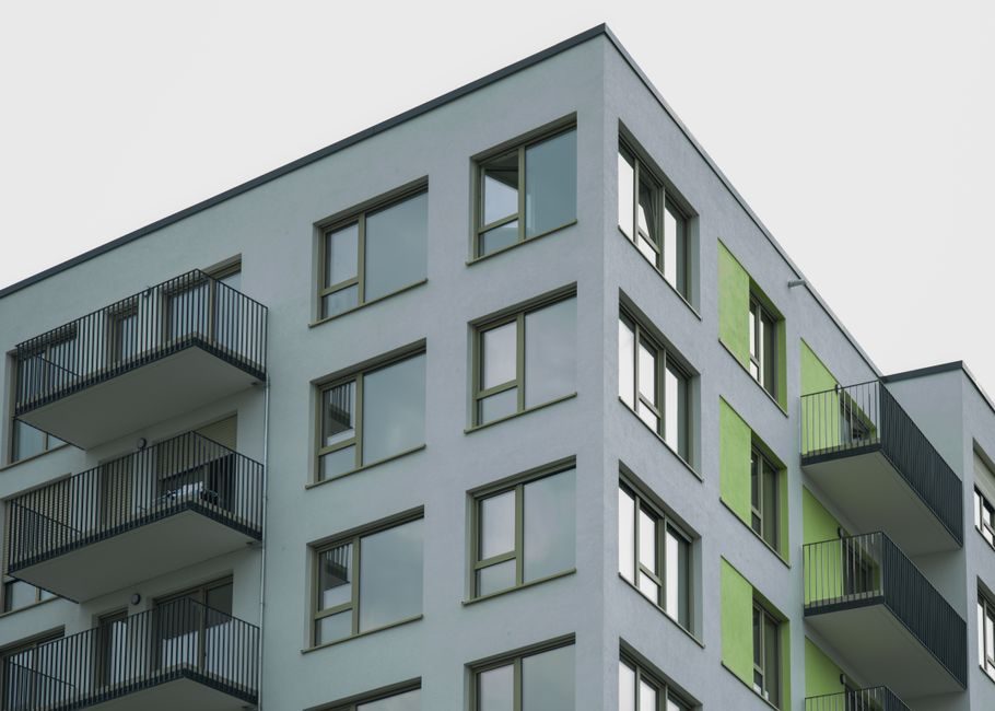 A new-build apartment block on a UK residential development