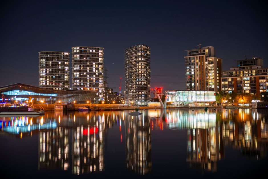 Modern riverside apartments in East London regeneration zone