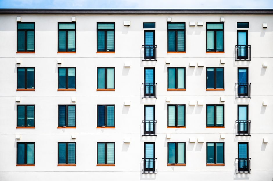 Exterior of a modern London apartment building with share of freehold ownership structure