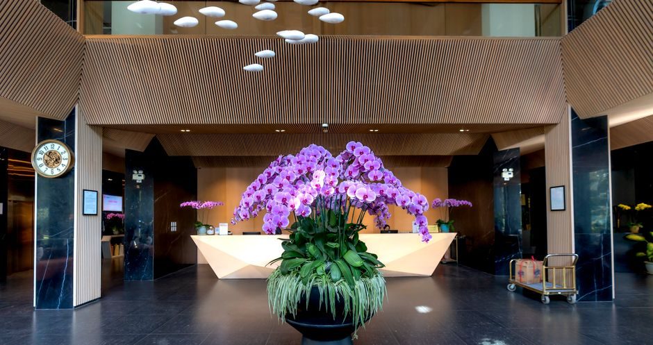 Luxurious concierge lobby of a modern London residential development