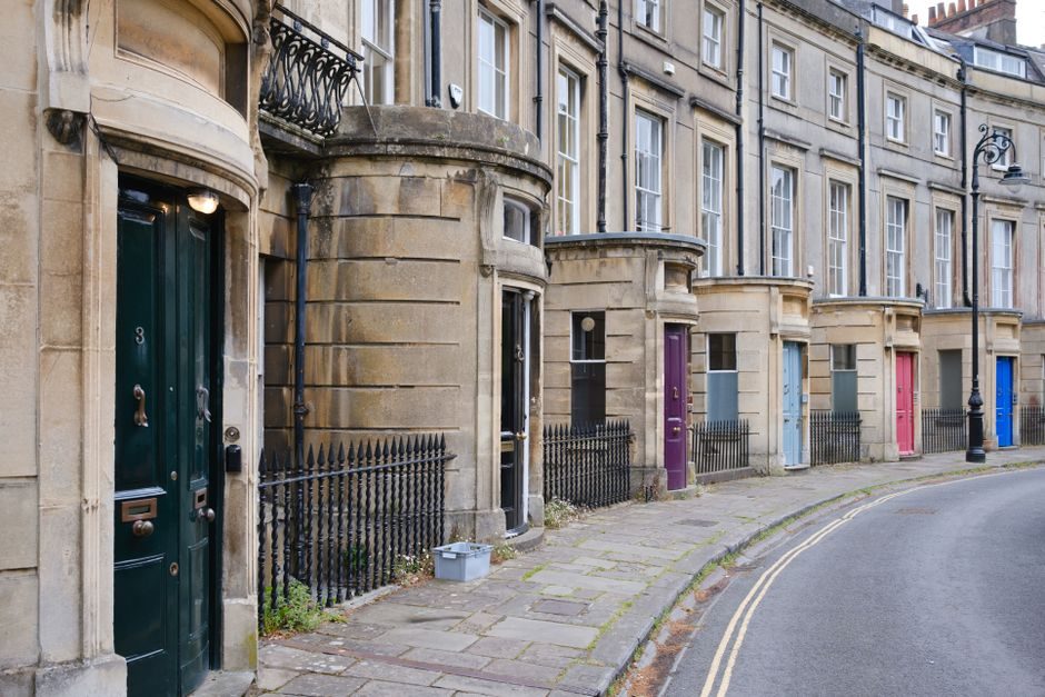 A terraced residential street in the United Kingdom