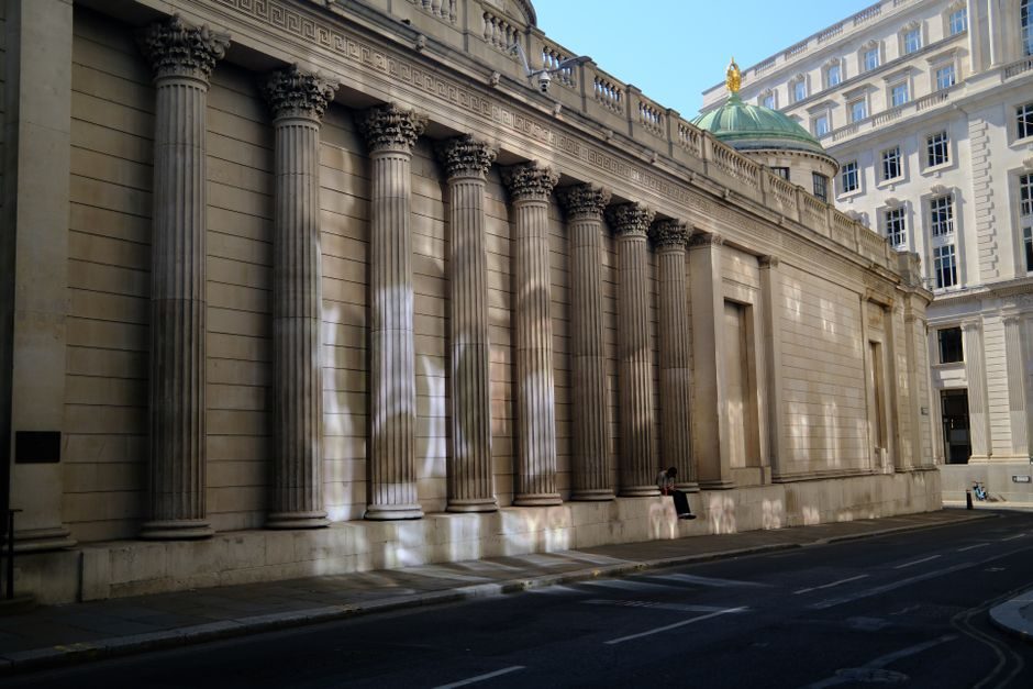 The Bank of England building in the City of London