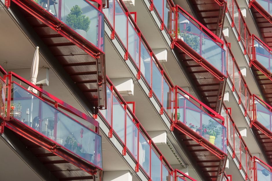 The exterior of a contemporary London residential apartment block