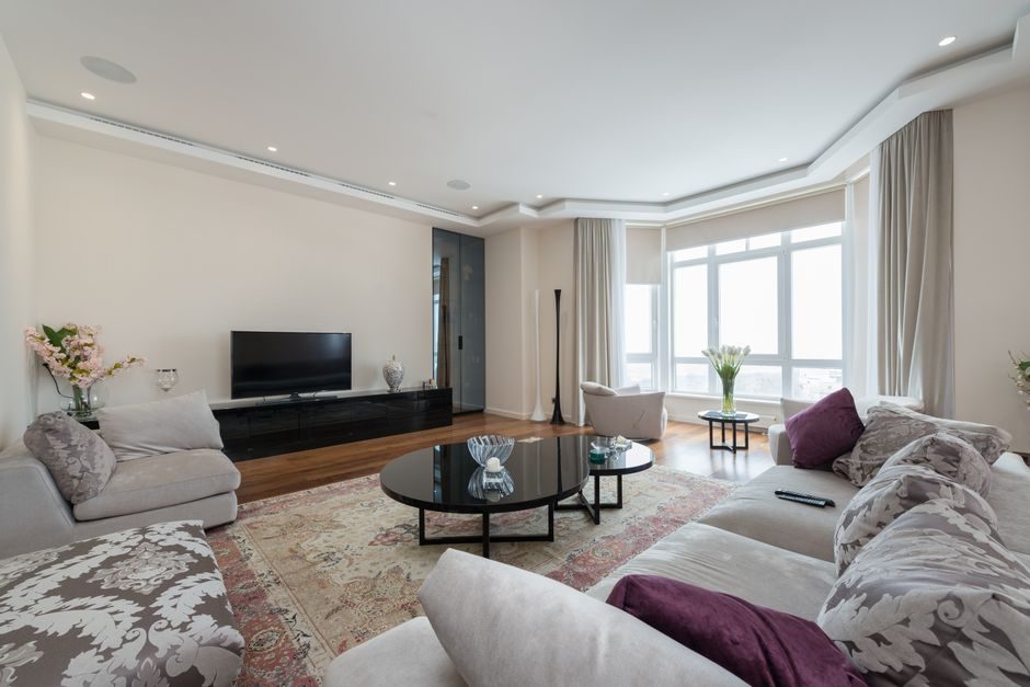 A newly completed modern apartment interior in a London new-build development
