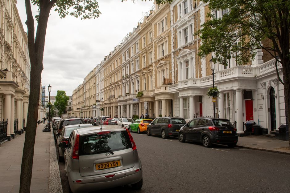 A terraced residential street in London